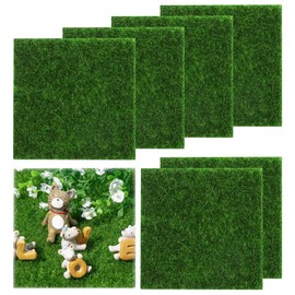 Pack of 6 Artificial Grass Miniature Garden, 15 x 15 cm Artificial Grass for Crafts, Miniature Garden Grass for Crafts, Artificial Grass Gnome Miniature Garden Lawn, for Indoor and Outdoor Use Micro
