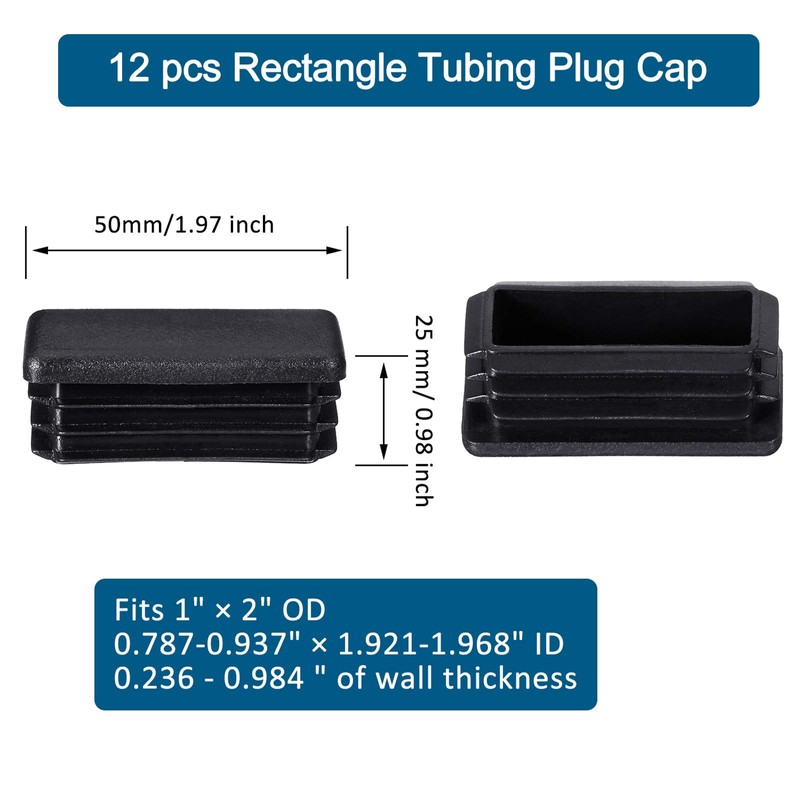 1 x 2 Inch Rectangle Plastic Plugs Tubing End Caps