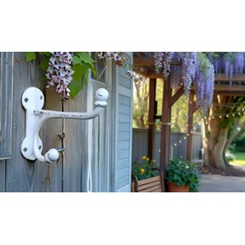 RiloStore Coat Hook White Cast Iron Double Hook Iron Wall Hook 15 x 10 x 4 cm Shabby Chic Vintage Nostalgia Garden Tools Garden Outdoor Hooks Iron Hooks Metal Hooks Wardrobe Hooks