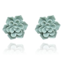 QUPENGXU Succulent Plant Earrings Hypoallergenic Resin Flower Jewelry Earrings For Women (light green)