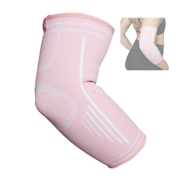 RiptGear Elbow Compression Sleeve - Elbow Brace for Men and Women - Elbow Sleeve for Tendonitis, Tennis Elbow, Golfers Elbow, Bursitis, Elbow Support Treatment for Joint Pain (Small, Pink (1 Pack))