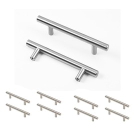LxcshLjx 10Pcs 5.9 in Brushed Nickel Cabinet Pulls, 3.8 in Hole Center Kitchen Cabinet Handles, Cupboard Handles, Stainless Steel T Bar Cabinet Hardware, Drawer Dresser Pulls, Door Knobs for Bathroom