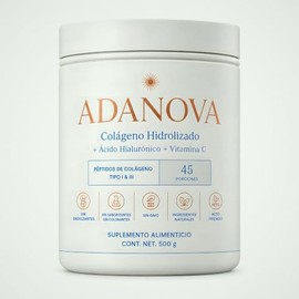 Adanova Colágeno Hidrolizado Polvo Ácido Hialurónico Vitamina Péptidos Bovinos Tipo Iii Sabor Porciones 500