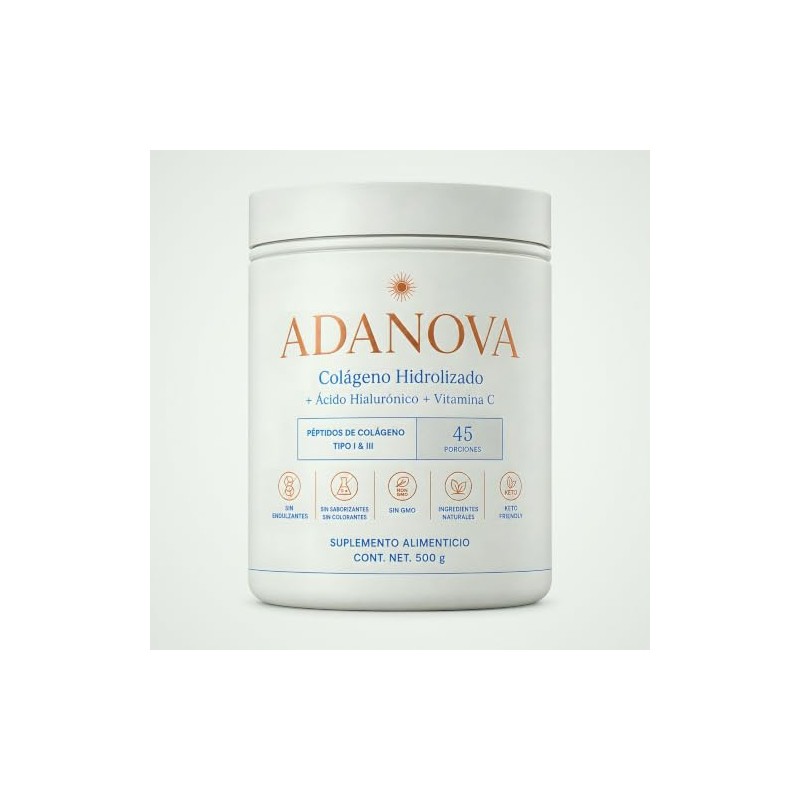 Adanova Colágeno Hidrolizado Polvo Ácido Hialurónico Vitamina Péptidos Bovinos Tipo
