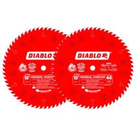 Diablo General Purpose Circular Saw Blade - 10" x 40-Tooth for Clean Cuts, TiCo Carbide & Perma-SHIELD Coating, Thin Kerf for Precision, 2 Blade Value Pack - D104040VP