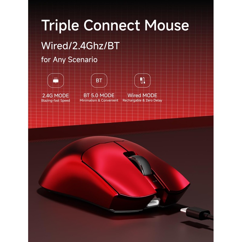 EWEADN S9 Pro Wireless Gaming Mouse, 59G Ergonomic Computer Mouse,