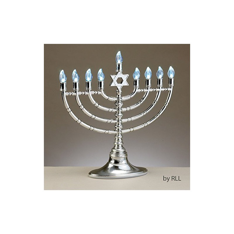 Rite Lite 11.75" Traditional Style Silver Tone LED Electric Chanukah