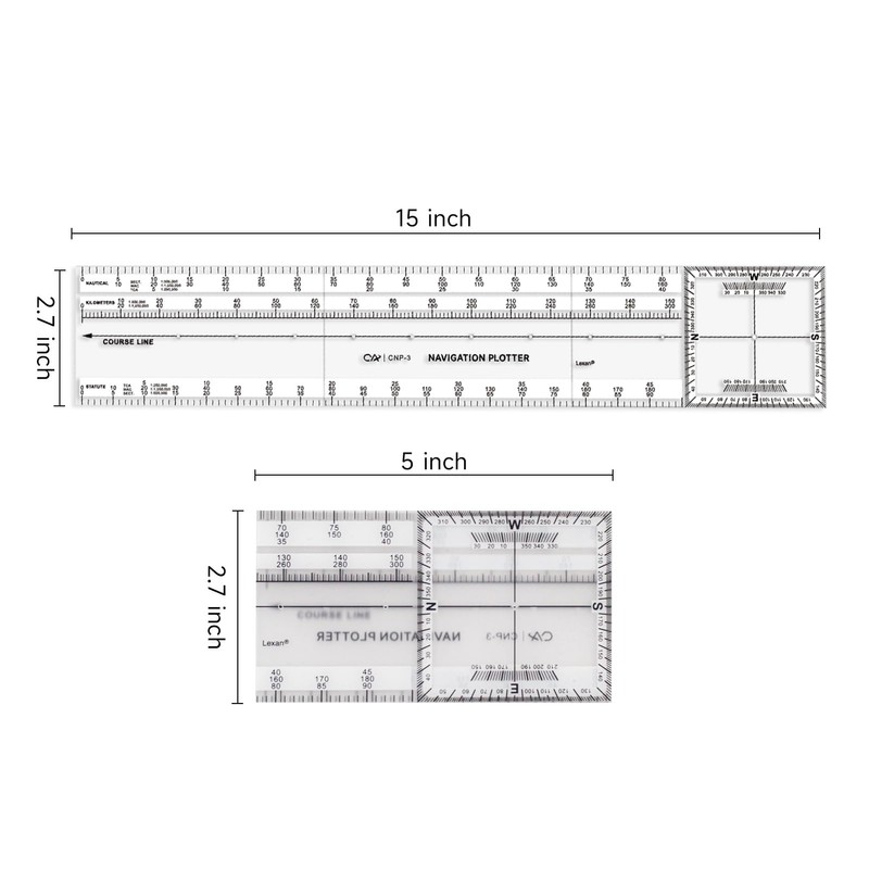 CYA Foldable Navigation Plotter Aviation, Flight Azimuth Plotter for Pilot
