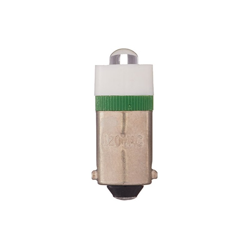 Eiko LED-120-MB-G T3-1/4 BA9S Halogen Bulb, 110-130 VAC, Green