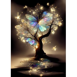 5D Diamond Painting, Glitter Tree Diamond Painting for Children, Adults DIY Diamond Craft Set, Diamond Painting for Beginners, Complete Diamond Rhinestone Craft Wall Decoration for Home (30 x 40 cm)