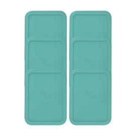 Replacement Lids for Pyrex 3-Cup Glass Food Storage Container Bowls, (7.75 x 5.75-Inch) Plastic Rectangle Lids Covers fits Pyrex 7210-PC, Airtight & Leakproof (6-Pack, Turquoise)