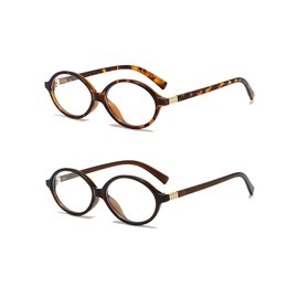YAMEIZE Small Oval Blue Light Glasses Women - Men Retro Blue Filter Glasses Gaming Computer Glasses, Leopard + Brown