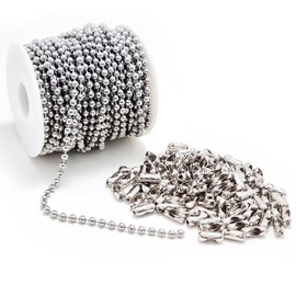 55 Feet Stainless Steel Ball Chains Necklace with 100pcs Connectors, 4.5mm Bead Chains Roll Sets