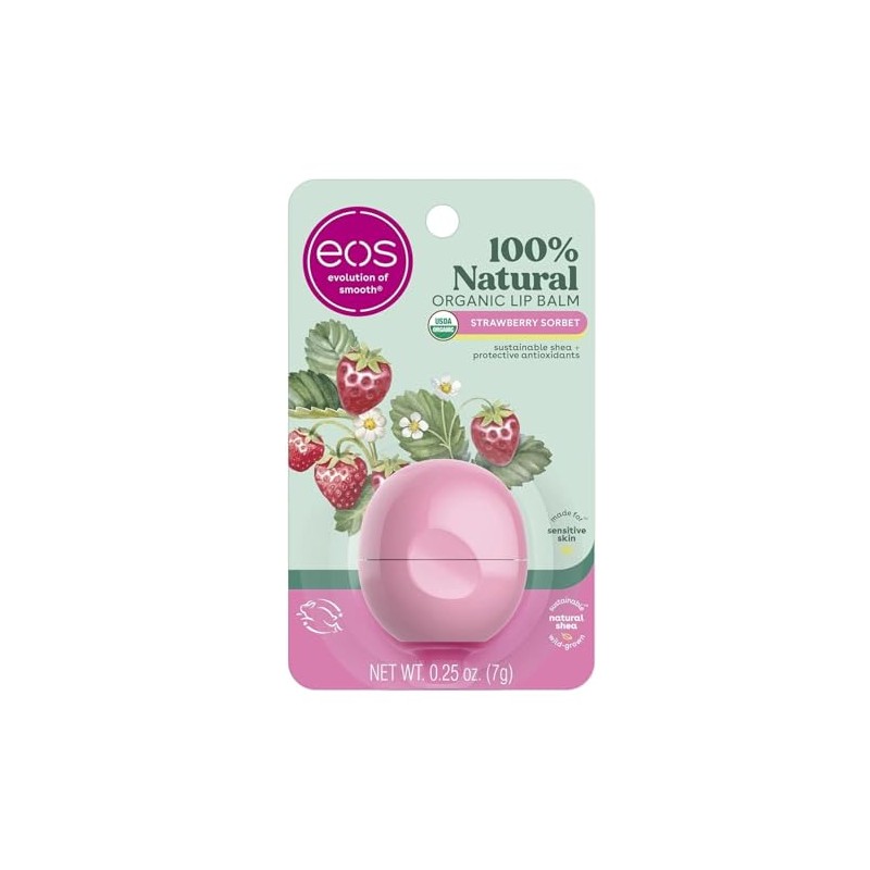 eos Bálsamo Labial Suave Esfera Sorbete Fresa 0.25 Oz.