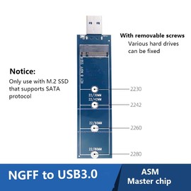 WANGCL M2 Adapter USB 3.0 Ngff to USB SSD Adapter Converter Adapter Supports 2230 2242 2260 2280 Size SSD