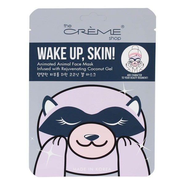 The Crème Shop Korean Skincare Beauty Full Facial Advanced Sheet Daily Natural Essence easy-to-use Soothing - Up, Skin Animal face sheet mask/Animated Korean face sheet mask (Raccoon)