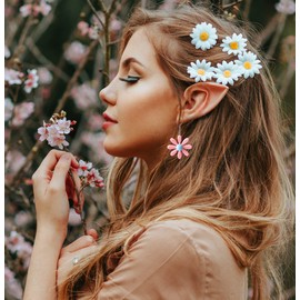 Daisy Earrings,Daisy Flower Earrings for Women,Acrylic Yellow Flower Daisy Dangle Earring Wild Lily Petals Hawaii Plant Earrings