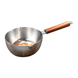 Milk Warmer Pot Stainless Steel Prevent Sticking Wooden Handle Thickened Butter Melting Saucepan 20cm