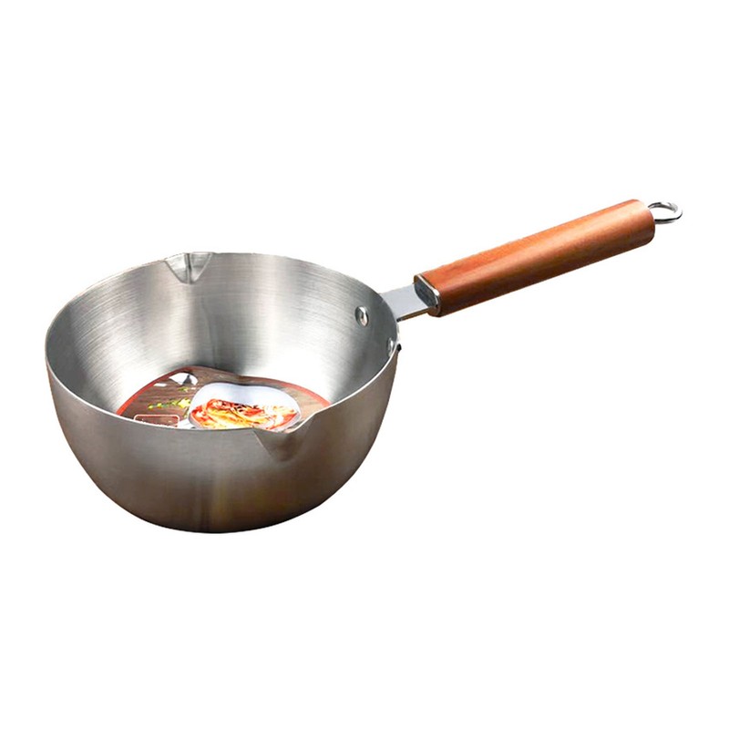 Milk Warmer Pot Stainless Steel Prevent Sticking Wooden Handle Thickened