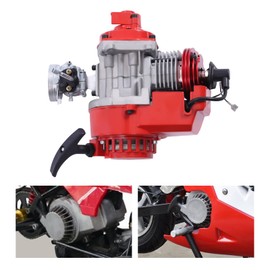 KONKENIE 49CC 2 Stroke Gas Powered Engine Motor Kits Single Cylinder Air-cooled Pull Start (for Mini Dirt Pocket Bike Scooter ATV) 6 Teeth Red