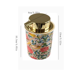 Ceramic Foaming Soap Dispenser,Floral Decorative Foam Soap Dispenser,Foam Soap Dispenser with Gold Pump,Hand Foaming Dispenser for Bathroom