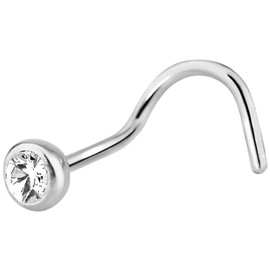 Forbidden Body Jewelry 22g Surgical Steel Press Fit Clear 2.5mm CZ Crystal Nose Screw