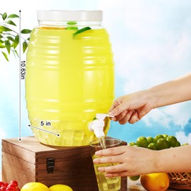 Honeydak 2 Pieces 2.7 Gallon Plastic Beverage Dispenser with Spigot Clear Extra Large Plastic Beverage Dispenser Summer Drink Holder with Tap for Party Lemonade Cold Water Beer