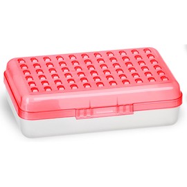 Enday Pencil Box Red, Plastic Small Dots Pencil Case, School Storage Utility Supplies Box Organizer with Snap Closure for Kids and Adults Also Available in Pink, Grey, Purple, Green, Blue, 1 PK