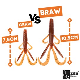 Zite Fishing Inzite Braw Creature Bait 10,5cm | Gummiköder Krebsimitat Barsch & Zander Angeln | Barschköder & Zanderköder | Ideal für Texas, Carolina & Cheburashka Rigs Spinnfischen (Toffy)