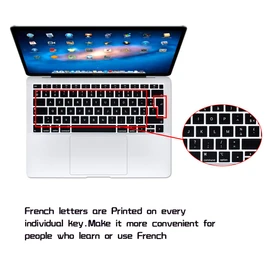 HRH French AZERTY Language Silicone Keyboard Cover Skin for MacBook Air 13 Inch 2018 Release A1932 with Retina Display and Touch ID,European Layout