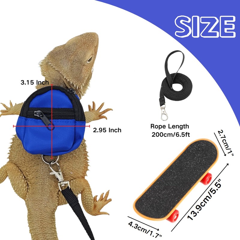 Bearded Dragons Accessories Toy Lizard Backpack Leash Set Adjustable Strap