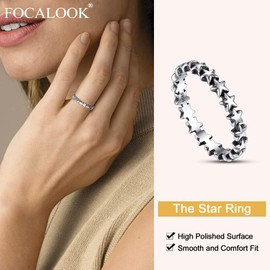 FOCALOOK 925 Silver Women's Celtic Ring Silver Men's Rings 925 Infinity Chain Olive Leaf Star Ring Silver Wedding Rings Engagement Ring Silver Jewellery Women's Ring Size 47 mm to 67 mm, Metal, No