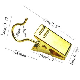 Hyamass 50pcs Metal Hook Clips Hanging Curtain Clip Hanger Wire Holder Home Decoration, Photos, Art Craft Display (Light Gold)