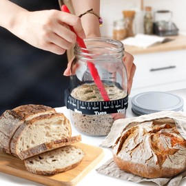 Ultimate Sourdough Starter Jar Kit 31.8 oz - Reusable Sourdough Jar for Easy Bread Baking - Perfect to Make Your Sour Dough Bread Dough Starter - Easy to Use & Clean Complete Sourdough Starter Kit