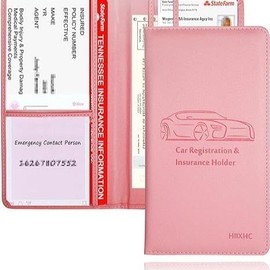 Car Insurance Holder ,Car Registration and Insurance Card Holder - Leather Vehicle Glove Box Automobile Documents Paperwork Wallet Case Organizer for ID, Driver's License, Key Contact Information Cards - Men&Women - Packs: 1 Pack
