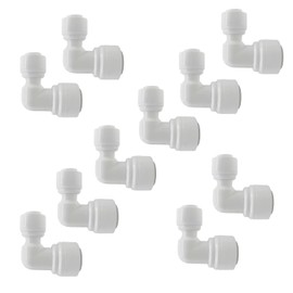 10 PCS 1/4" X 3/8" OD Elbow Push Fit Connector, 90-Degree Quick Connect Tube Fittings for RO Water System, Water Filter, Refrigerator, Air Compressor (Plastic, Leak-Proof)