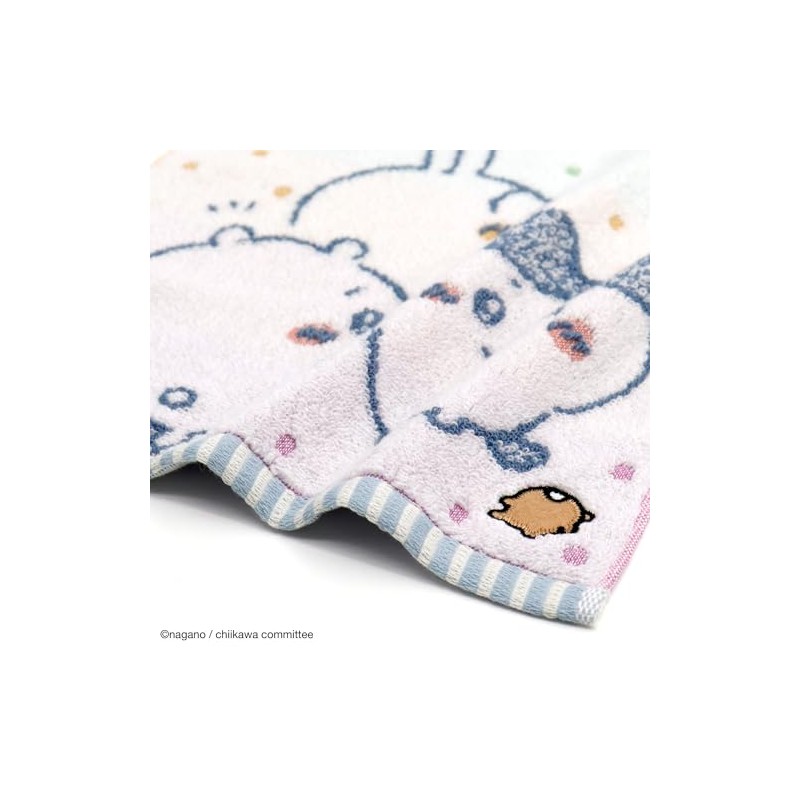 Chiikawa Towel Handkerchief, Blue, Pile 41-1160080, Approx. 9.8 x 9.8