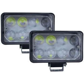 2 Faros Rectangulares con 8 Leds 32 Watts Luz Blanca
