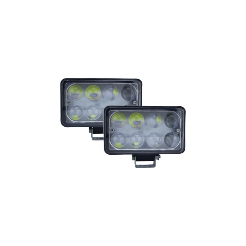 2 Faros Rectangulares con 8 Leds 32 Watts Luz Blanca