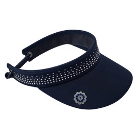 Surprizeshop Womens Golf Embellished Crystal Visor | Telephone Wire | Built in Magnet | Hand Enamelled 25mm Ball Marker | Rigid Peak | Multiple Colours | Golf Visor | Tennis Visor Navy