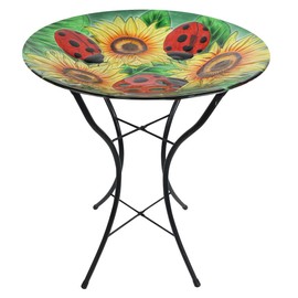 Briarwood Lane Ladybugs and Sunflowers Glass Birdbath
