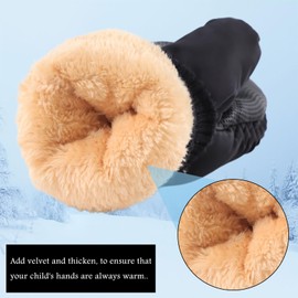 Peecabe Kid Winter Glove Toddler Boys Girls Ski Mittens Warm Fleeced Lined Snow Gloves (Black)