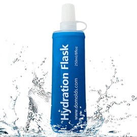TXSN 250 ml Soft Flask, Hydration Flask Foldable Water Bottle for Hydration Pack Vest and More, Blue