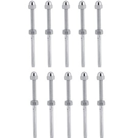 Yosoo Thread Cable Tensioner ER, 10 Stainless Steel Cable Thread Terminal Tension Stud Ends for 1/8 Cable Railing Equipment Equipment Wire Rope Connector