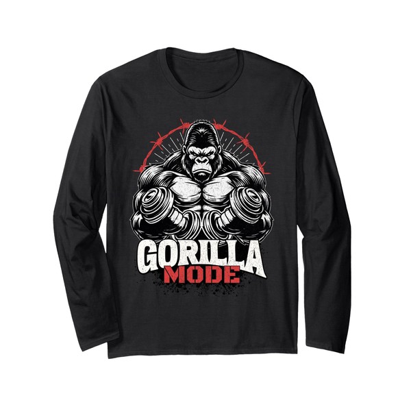 Gorilla Mode Workout Übung Gewichte Gewichte Starkes Fitnessstudio Langarmshirt