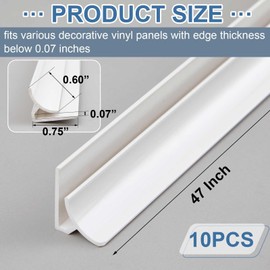 Maasechs 10 Pcs 47 Inch Inside Corner Trim Decorative Vinyl Panels Window Grille Inserts Grids Corner Molding for Existing Windows, Kitchen, Bathroom, Bedroom, Living Room, Toilet Frame Bright White