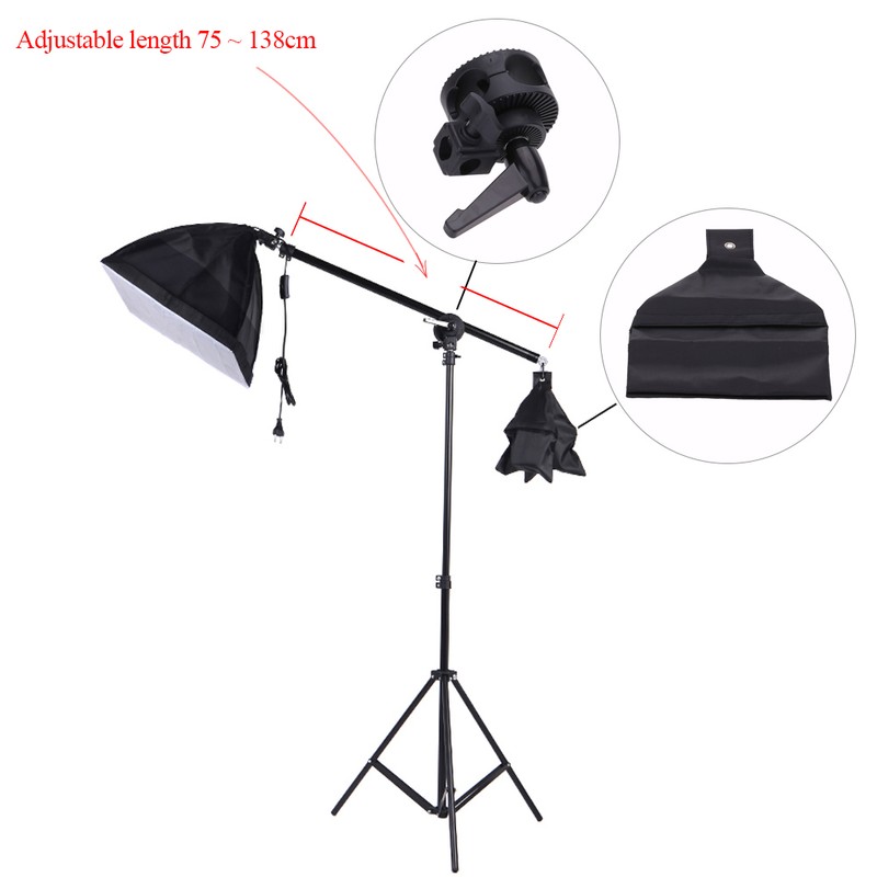 Photo Studio Overhead Boom Arm Top Light Stand 75-138cm for