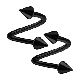 KJM Fashion Pack of 2 Anodised Spiral 1.6 mm 14 Gauge Cartilage Lip Earrings