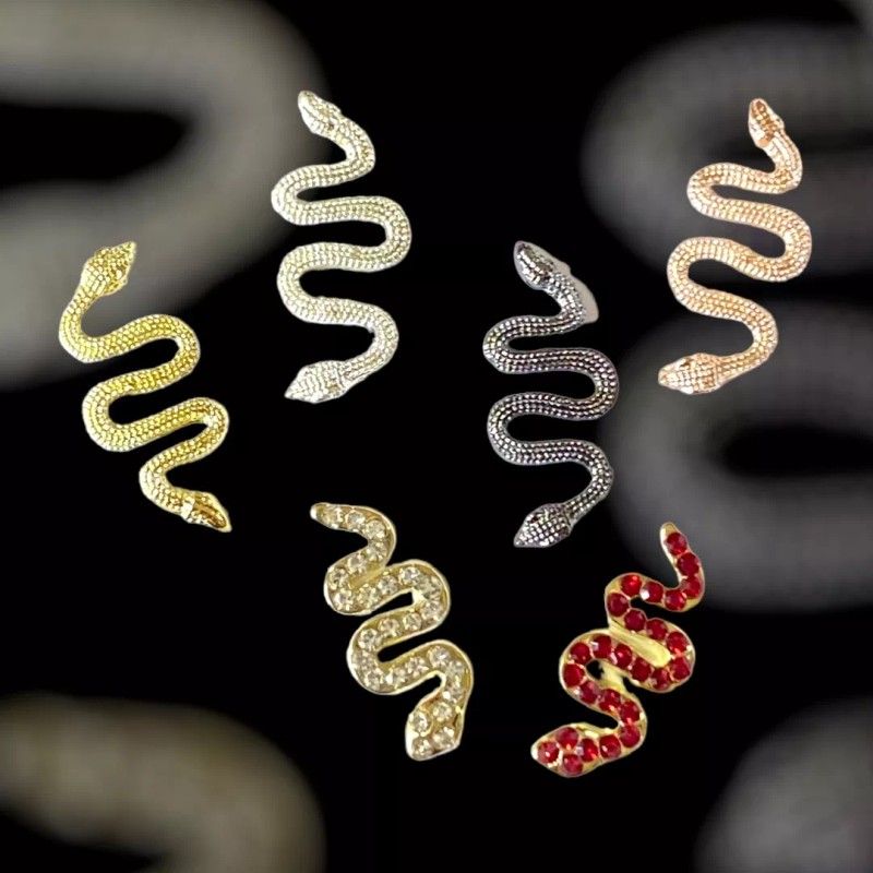 MISS CHULA 6 Dijes 3d Serpiente Víbora Cristales Decoración Para