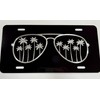 Palm Tree Sunglasses Car Tag Diamond Etched Vanity Front Aluminum